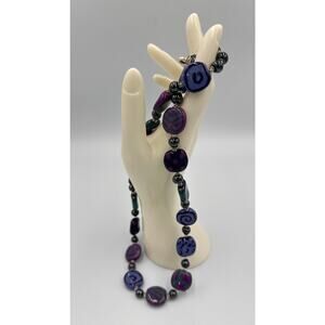 Kazuri Kenya Hand Crafted "OUTERSPACE" Fair Trade Beaded 24" Necklace